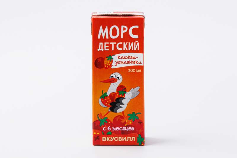 Морс детский клюква-земляника, 200 мл