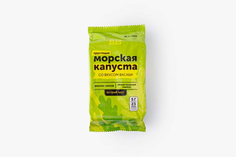 Морская капуста хрустящая со вкусом васаби, 5 г